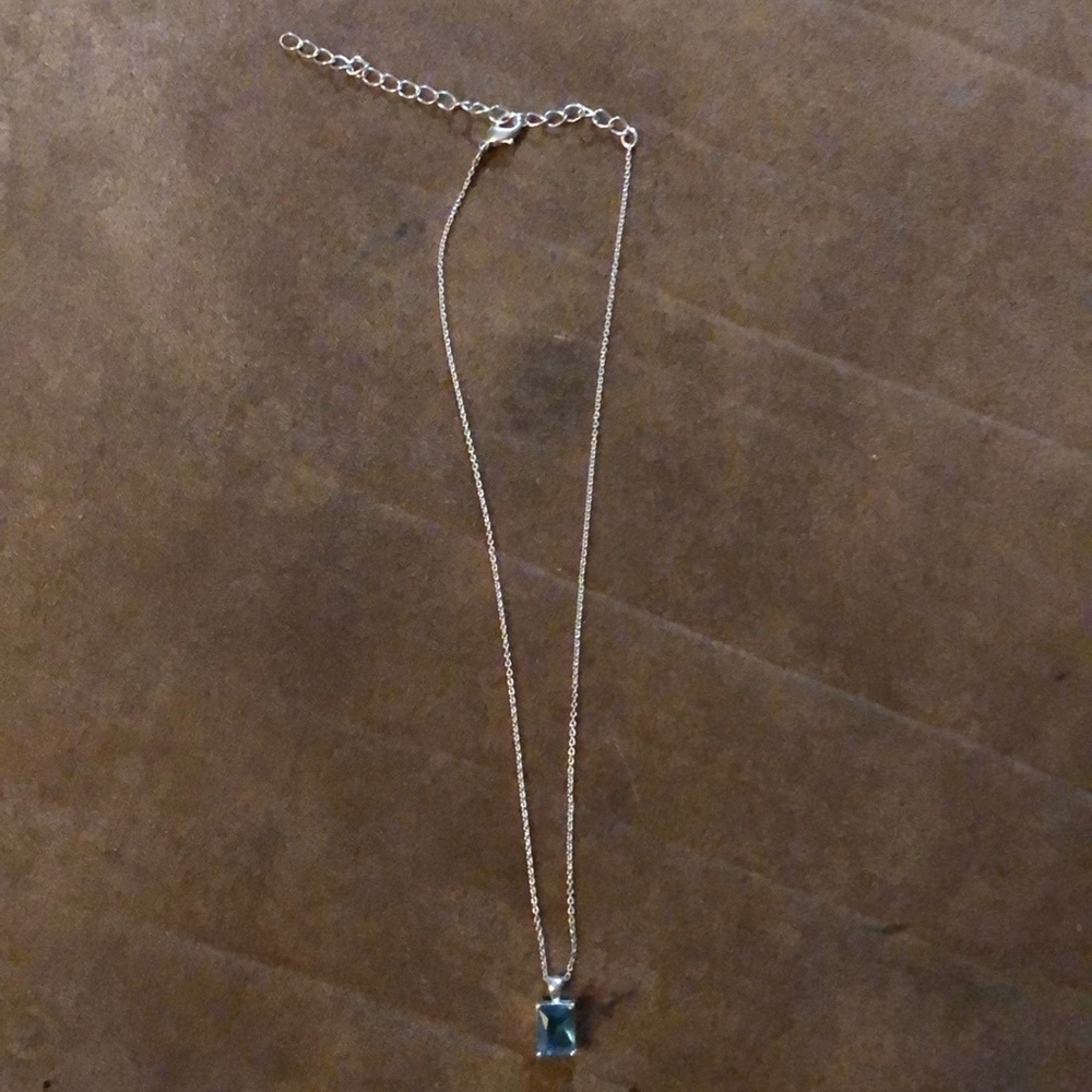 Blue Topaz Emerald Cut Necklace - Picture 2 of 4